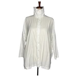Eskandar Neiman Marcus Tunic Size 1 10 12 White Cotton Turtleneck Dolman England